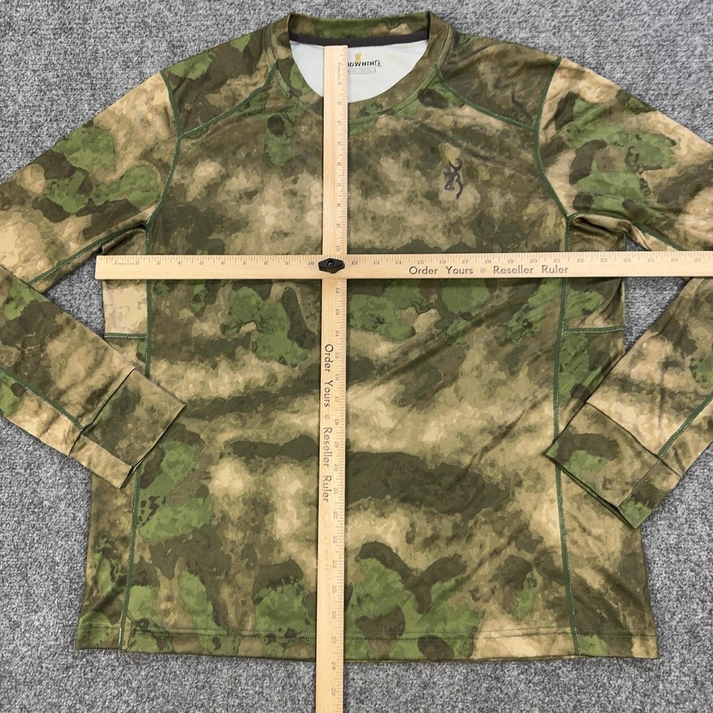 Browning Shirt Mens XL Green Camo Raglan Long Sleeve Hunting Performance Top - Picture 6 of 8